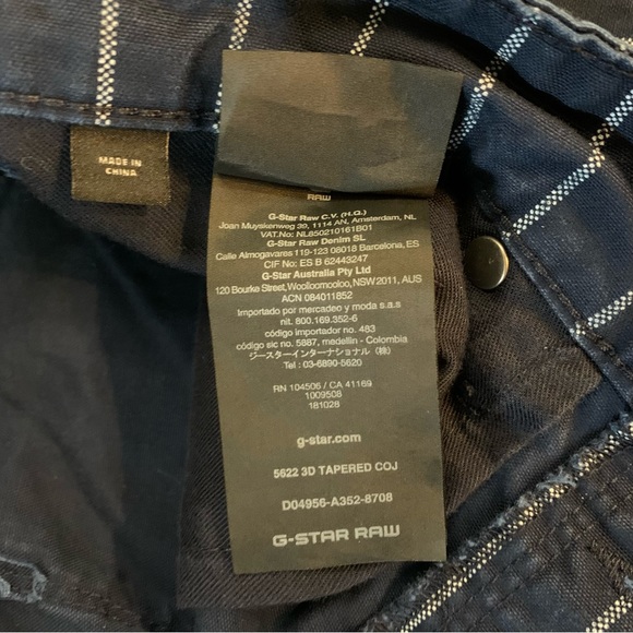 G-Star Raw Men’s 5622 Elwood 3D Tapered Navy Pinstripe Jeans 30x32 - Picture 13 of 14